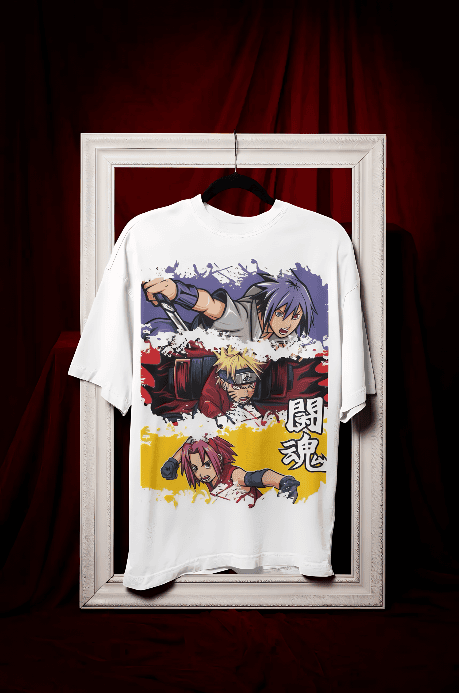 Oversized anime White Tee
