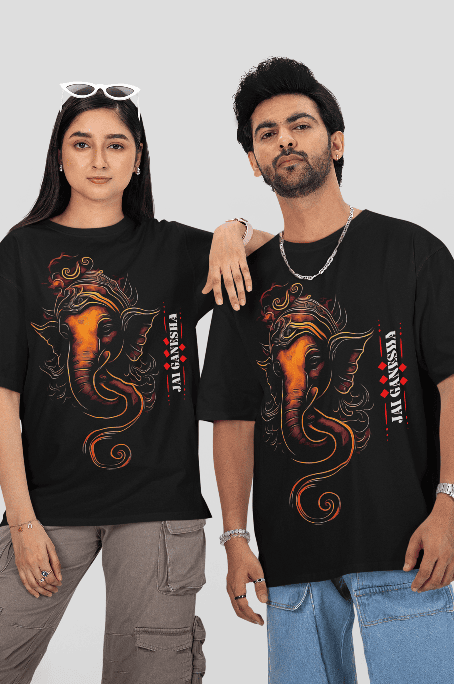 Jai Ganesha Black Oversized tshirt