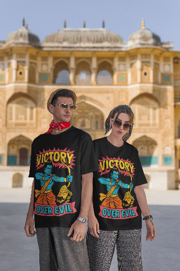 Victory over Evil Black Oversized Tshirt