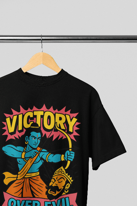 Victory over Evil Black Oversized Tshirt