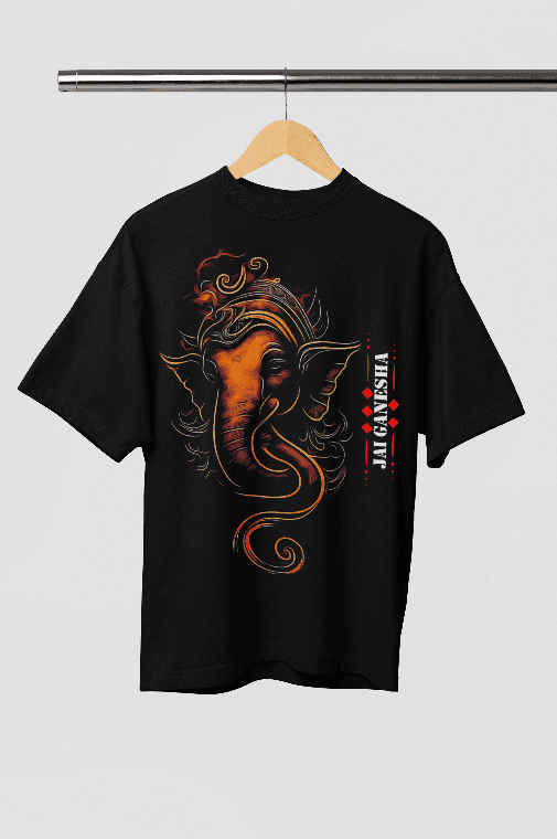Jai Ganesha Black Oversized tshirt