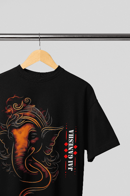 Jai Ganesha Black Oversized tshirt