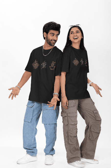 Modern Diwali Diya Oversized tshirt