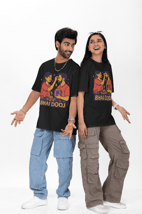 Symbolic brother sister bond Bhaidooj Oversized tshirt