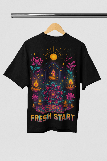Rangoli and Diya Luxury Tshirt