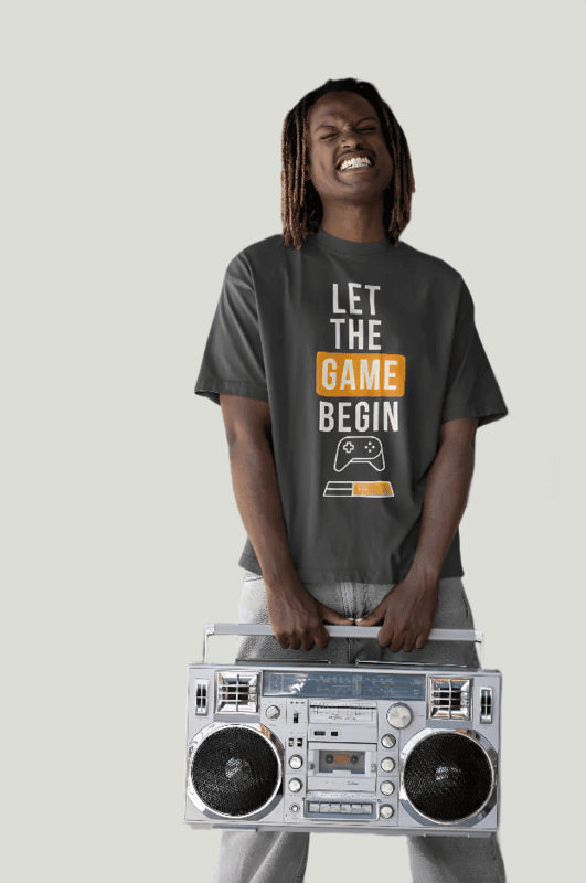 Game Begin Grey Oversized t-shirt