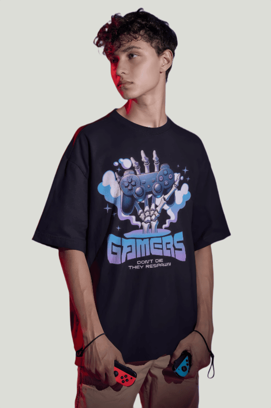 Black oversized t-shirt featuring Gamer