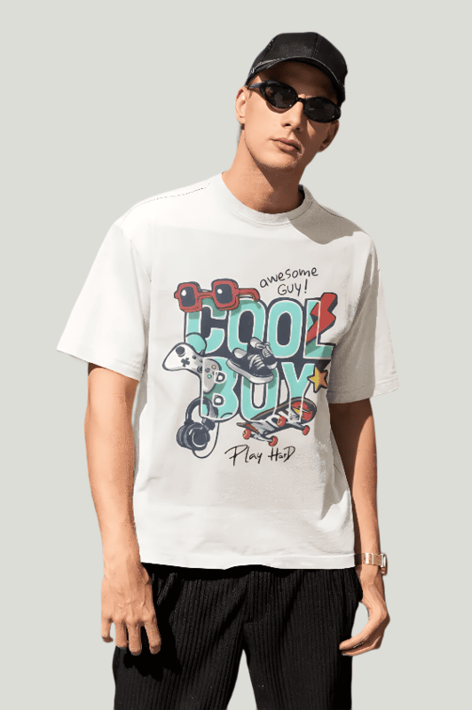 Cool White colour oversized t-shirt