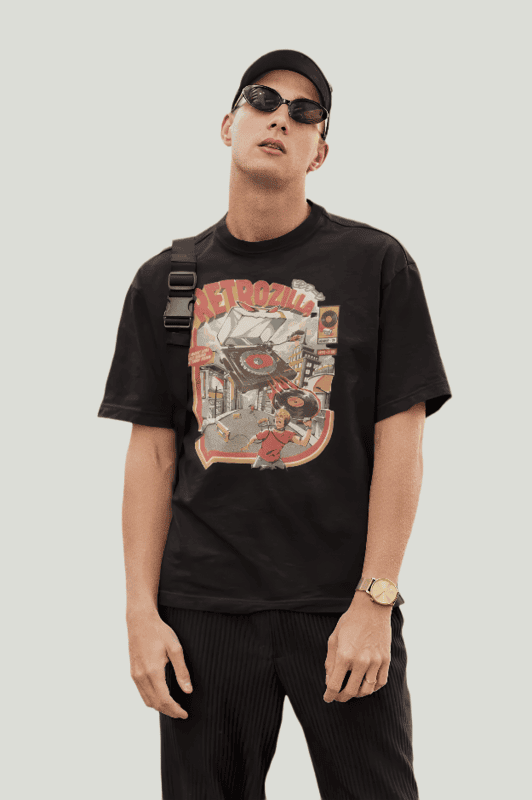 Retrozilla black oversized t-shirt