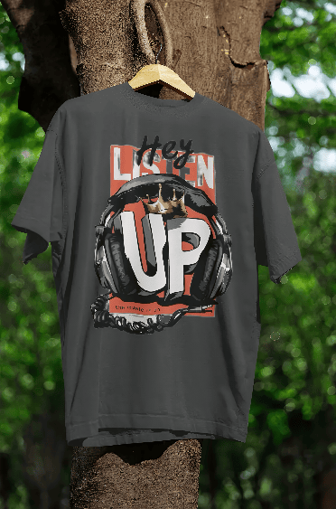 Musical black oversized t-shirt