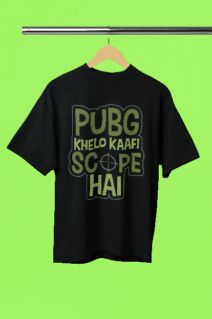 Pub G scope Black printed Oversized t-shirt