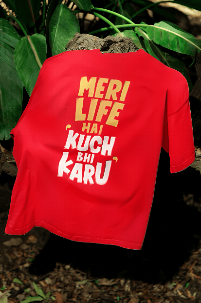 Life's Funda Red printed oversized t-shirt